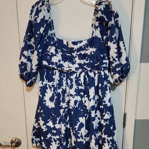 Abercrombie & Fitch Navy and White Floral Mini Dress